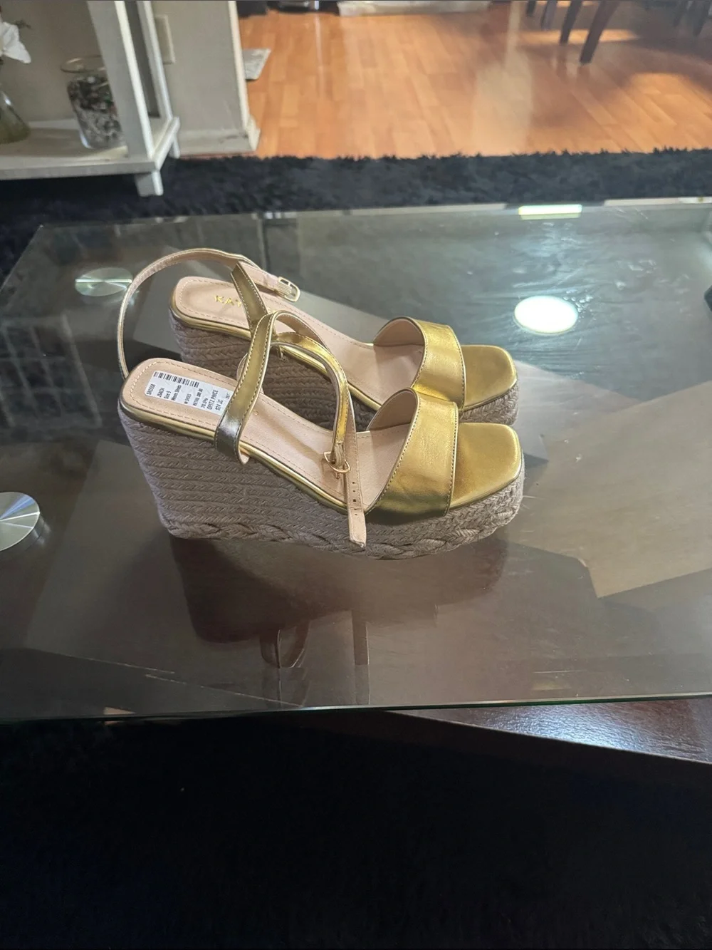 Kayleen Collections Gold Metallic Espadrille Platform Sandals